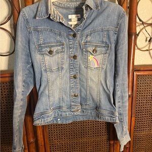 Henne Light Blue Denim Jacket with Rainbow Star Patch
